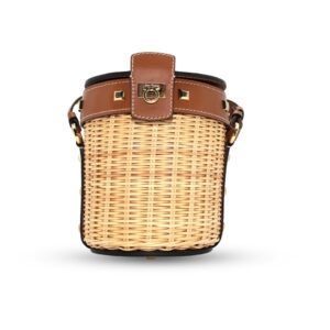 Salvatore Ferragamo Gancini Wicker Bucket Bag