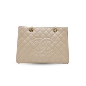 Chanel Grand Shopping Tote Beige Caviar Gold Hardware