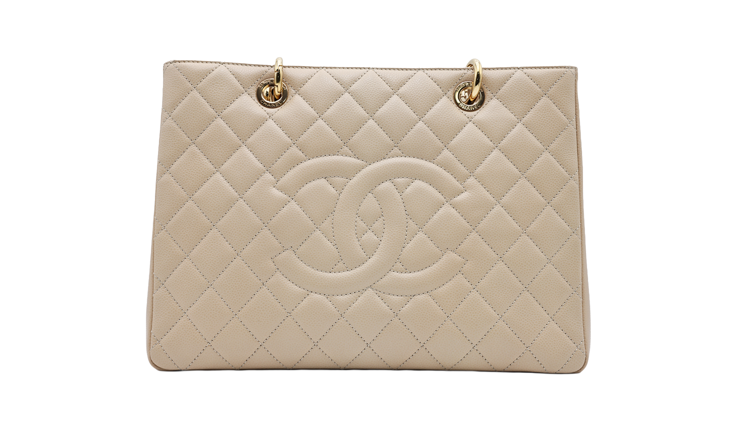 Chanel Beige Grand Shopping Tote GST Bag in Caviar Leather with Gold Hardware