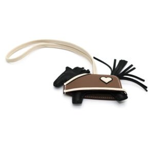 Hermes Rodeo Charm Coeur PM Black, Etoupe And Craie