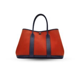 Hermes Garden Party Tote 36 Rouge H Red Canvas Black Leather