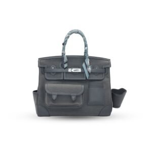 Hermes Birkin Cargo 35 Noir Swift Leather Toile Geoland Palladium Hardware