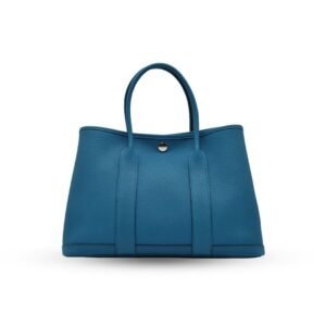 Hermes Garden Party 36 Blue Zanzibar Negonda Leather Palladium Hardware