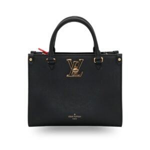 Louis Vuitton Lock & Go Handbag in Black Calf Leather with Gold-tone Hardware