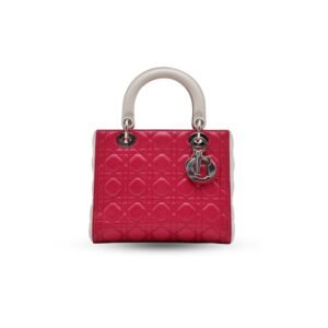 Christian Dior Lady Dior Medium Red Cannage Quilting Silver Tone Hardware