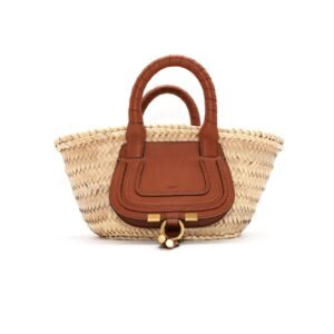 Chloe Raffia Marcie Small Tan Calfskin