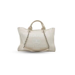 Chanel Deauville Tote Small Beige Mixed Fibers