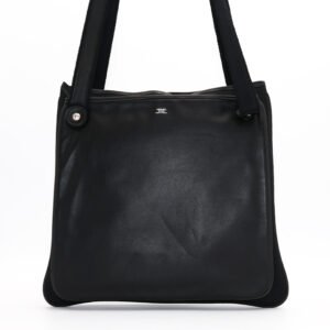 Hermes Mrs. Hippie Toile Officier Black Canvas Leather Palladium Hardware