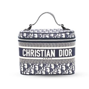 Christian Dior Diortravel Vanity Case Blue Dior Oblique Embroidery