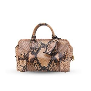 Loewe Amazona Brown Snakeskin Python Pattern Gold Hardware