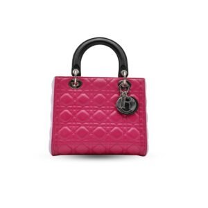 Christian Dior Lady Dior Medium Pink Quilted Lambskin Silver Tone Hardware
