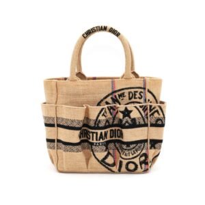 Christian Dior Catherine Tote Beige Jute Canvas