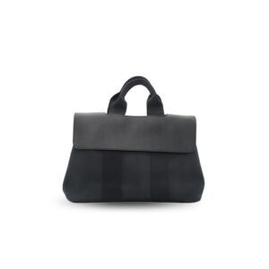 Hermes Valparaiso Black Mix Toile Chevron Canvas Leather Palladium Hardware