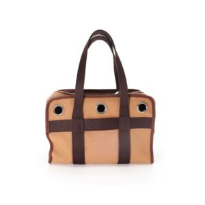 Hermes  Carrying Bag for Dogs Toile Fauve/Feu Palladium Hardware