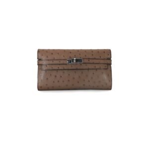 Hermes B- Ostrich Kelly Wallet To Go Brown Shade