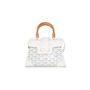 Goyard Saigon 2018 Mini White Souple Satchel Wooden Handle