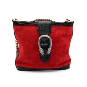 Gucci Red Suede Dionysus Medium Bucket Bag
