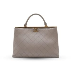 Chanel Grey Calfskin Luxe Shopping Tote