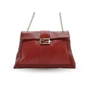 Fendi Maxi Baguette Red Leather Flap Bag